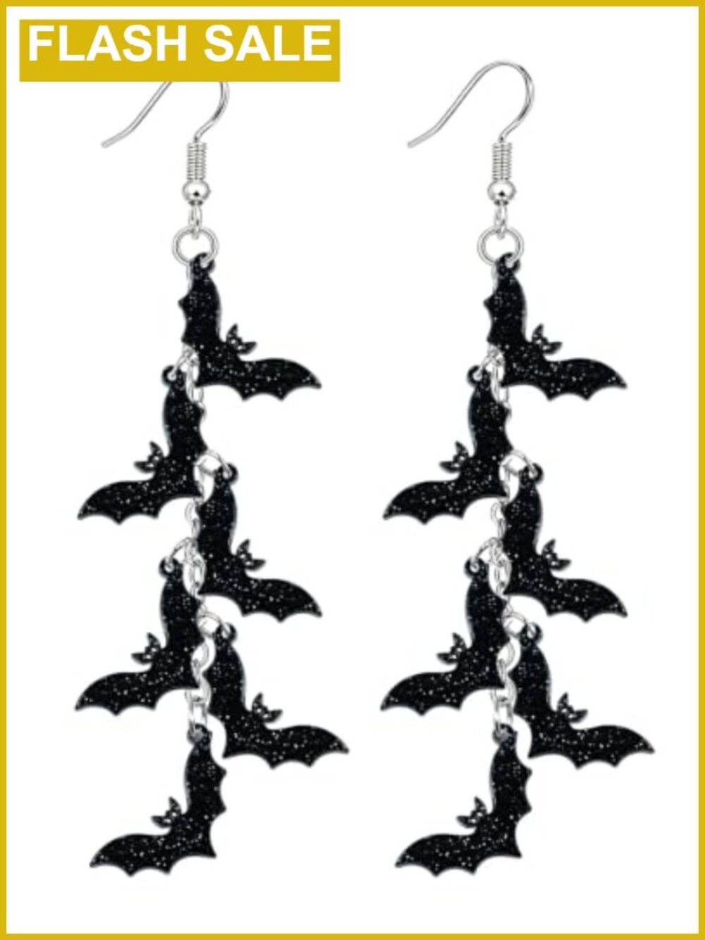 Gothic Halloween Bat Dangle Earrings Acrylic Stainless Steel